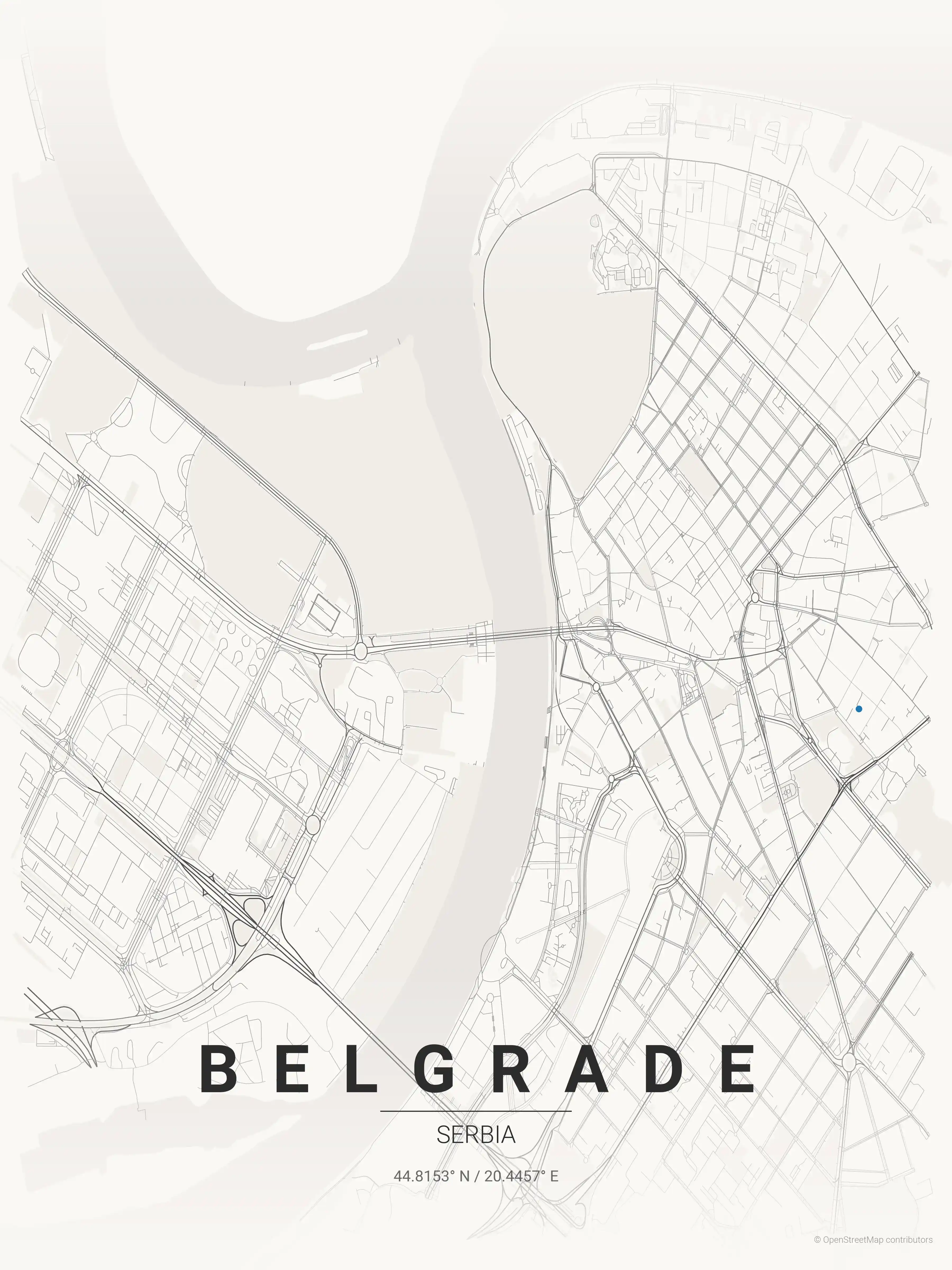 Minimalist japanese_ink street map of Belgrade, Serbia - Urban grid art
