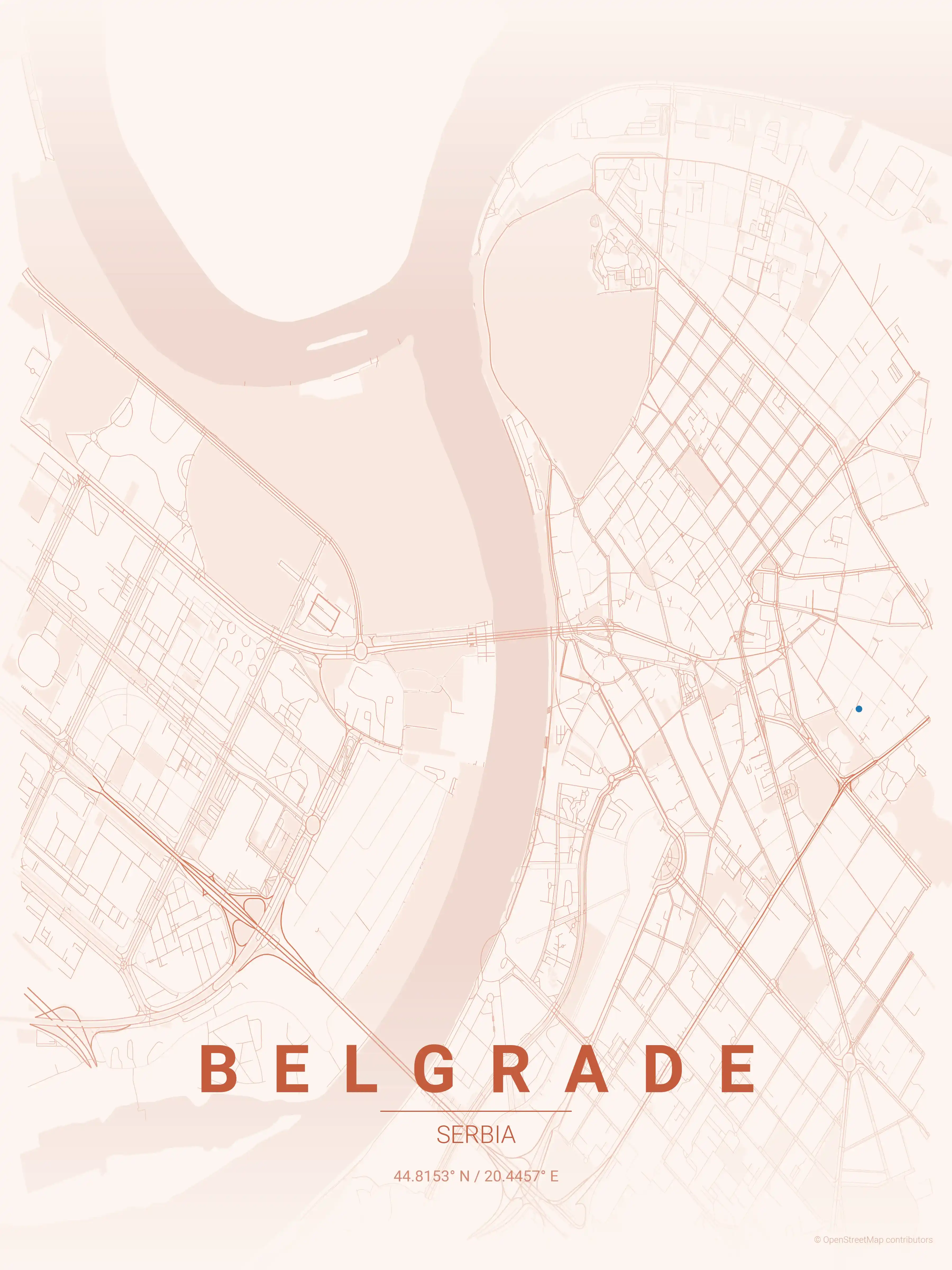 Belgrade sunset map