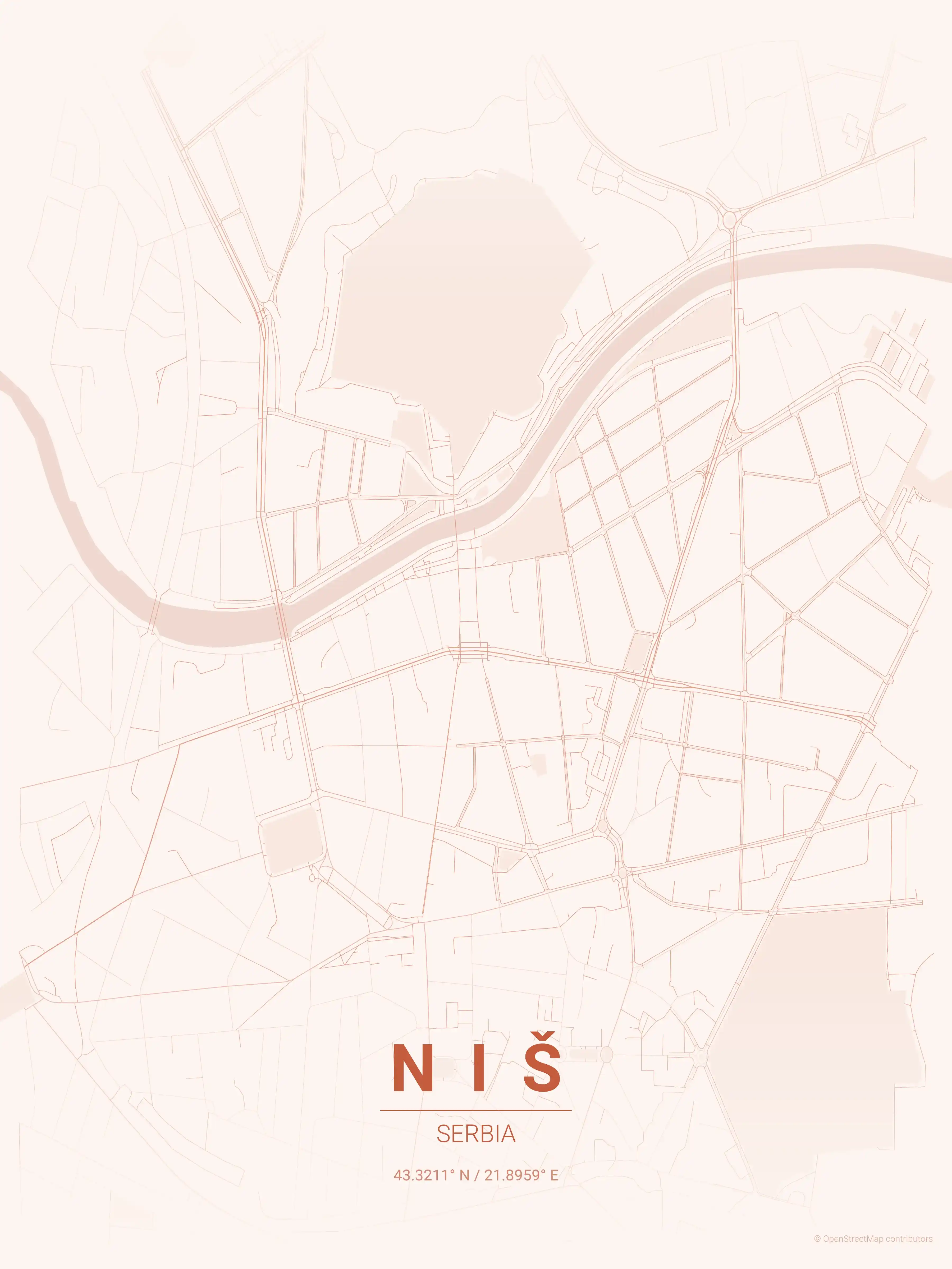 Niš sunset map