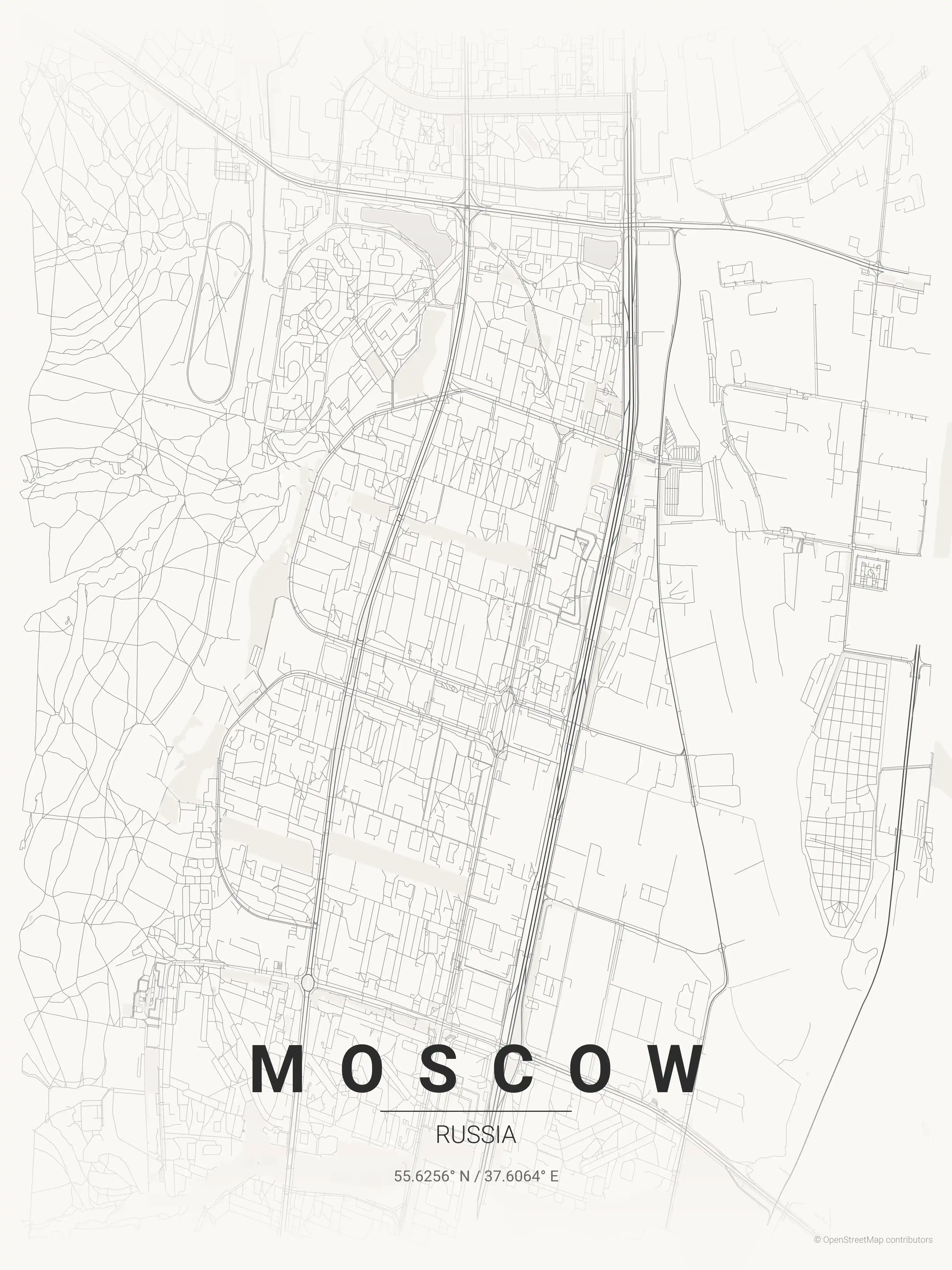 Minimalist japanese_ink street map of Moscow, Russia - Urban grid art