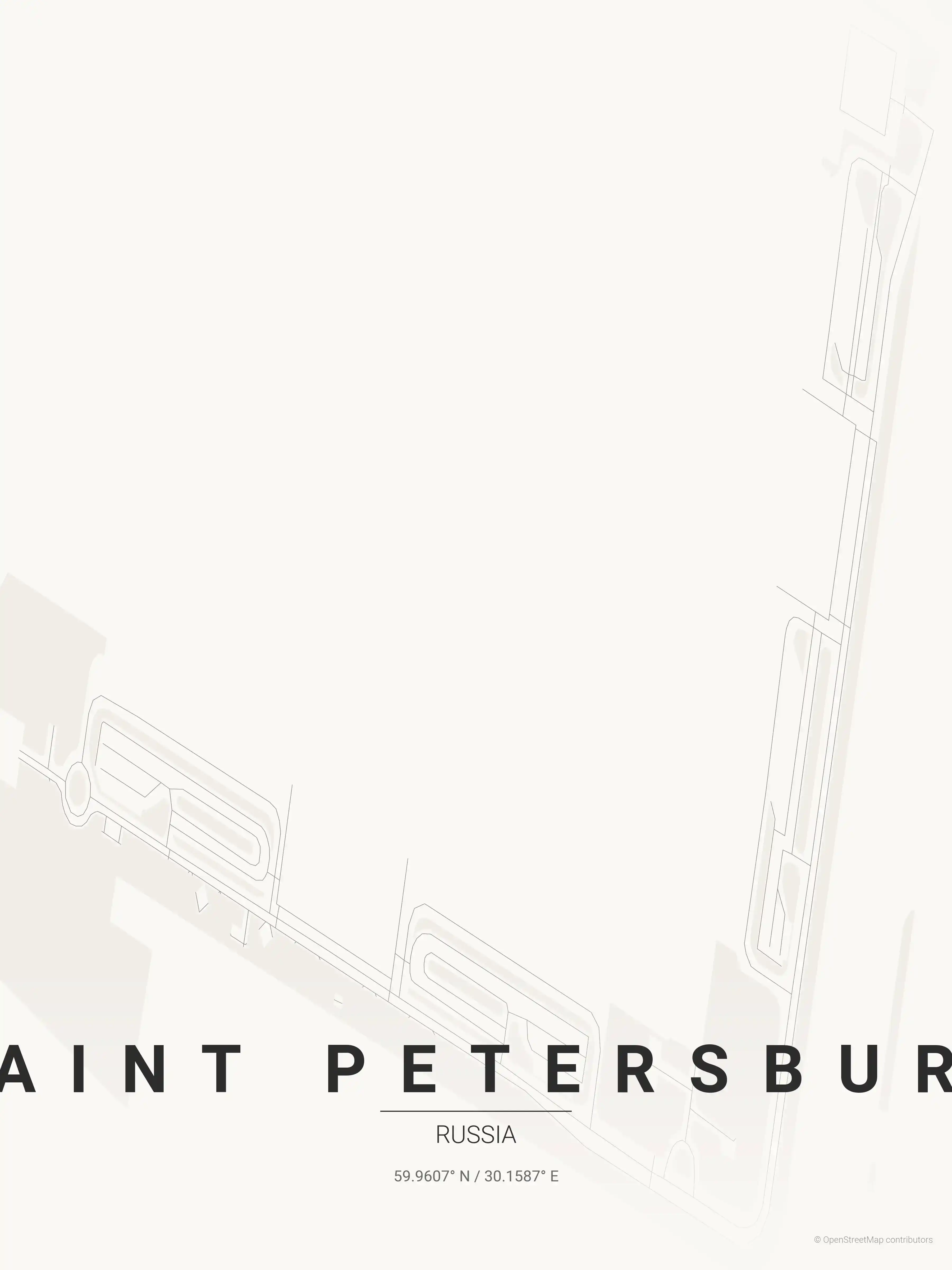 Minimalist japanese_ink street map of Saint Petersburg, Russia - Urban grid art