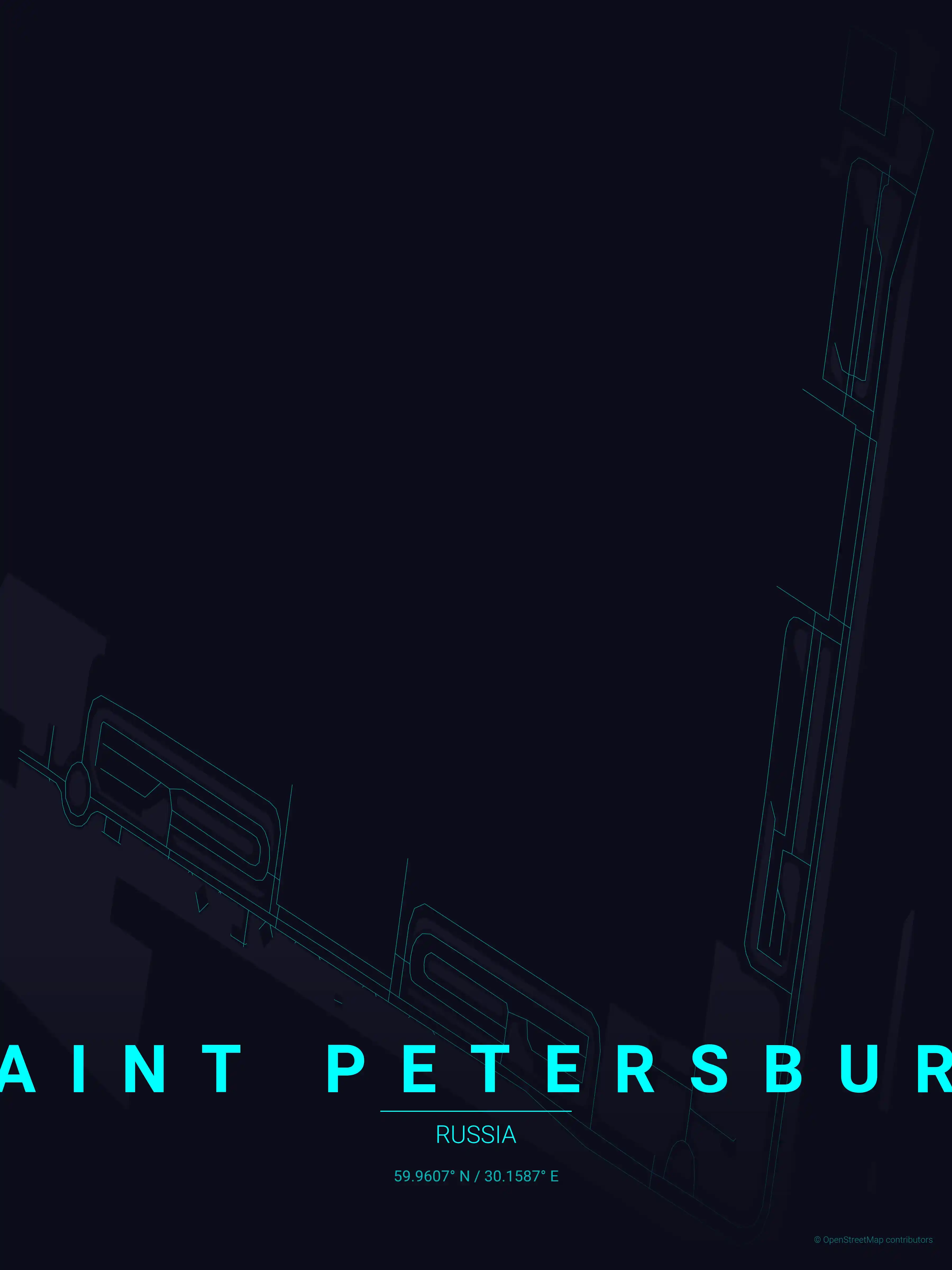 Minimalist neon_cyberpunk street map of Saint Petersburg, Russia - Urban grid art