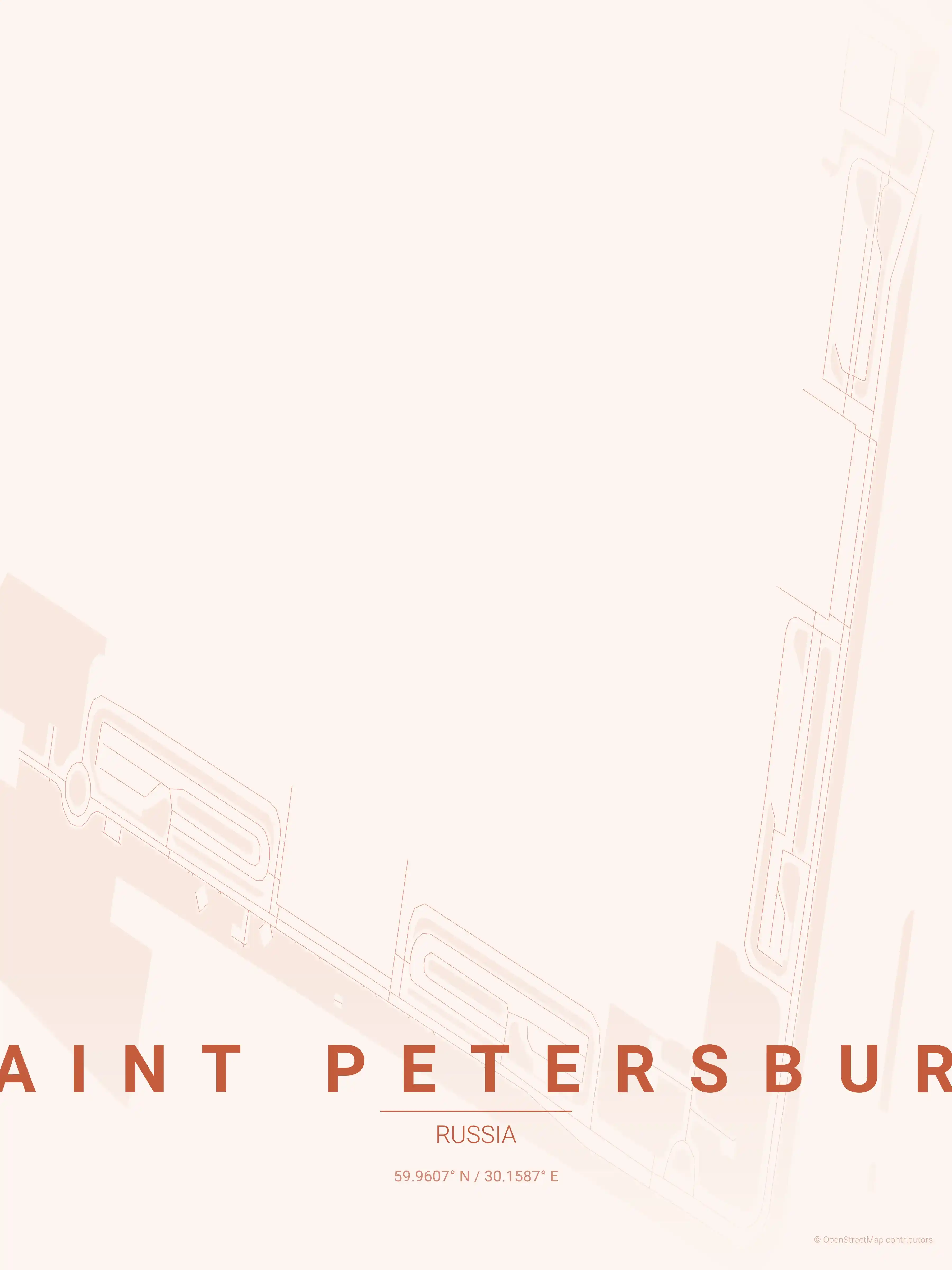 Saint Petersburg sunset map