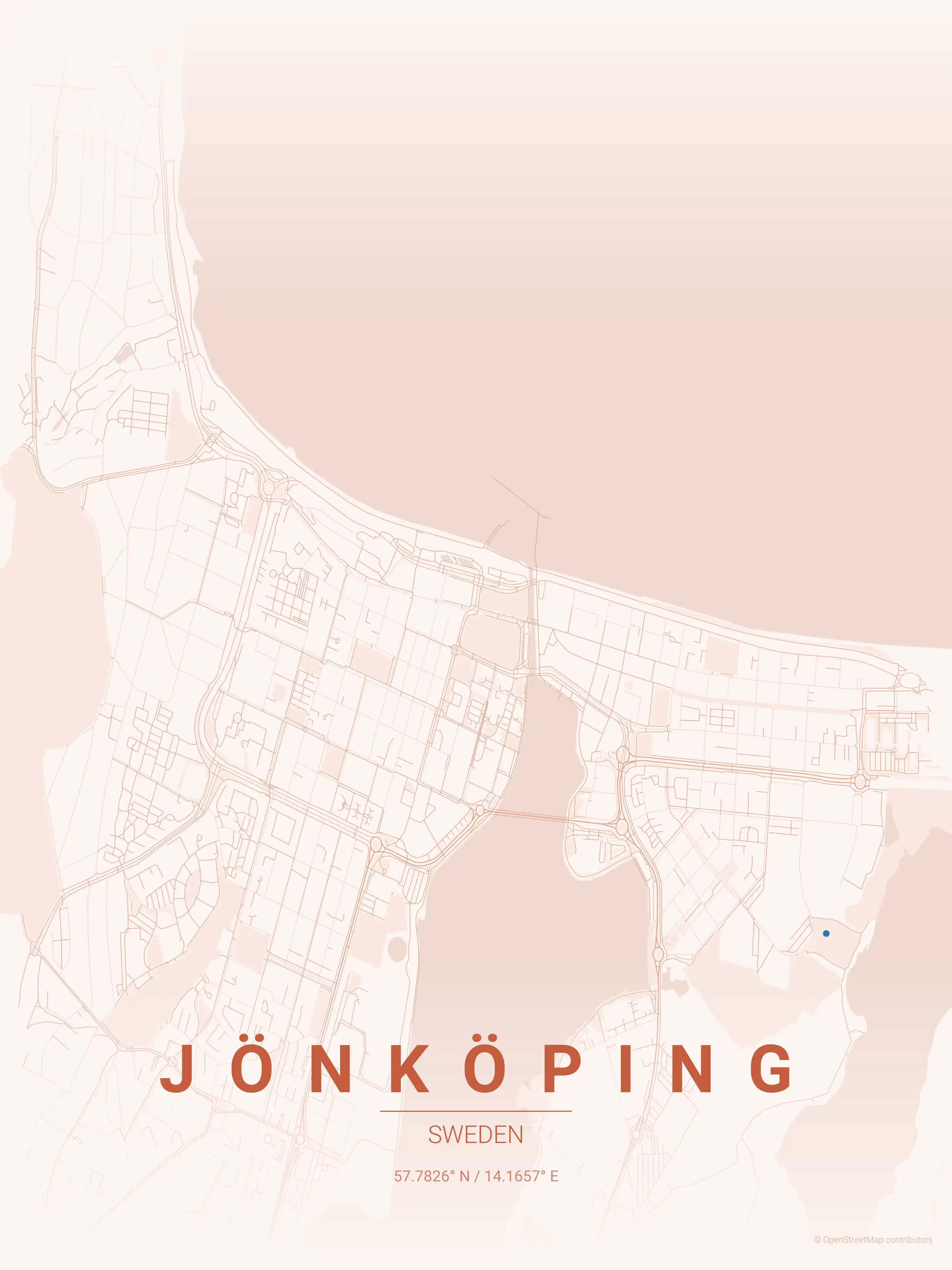 Minimalist sunset street map of Jönköping, Sweden - Urban grid art