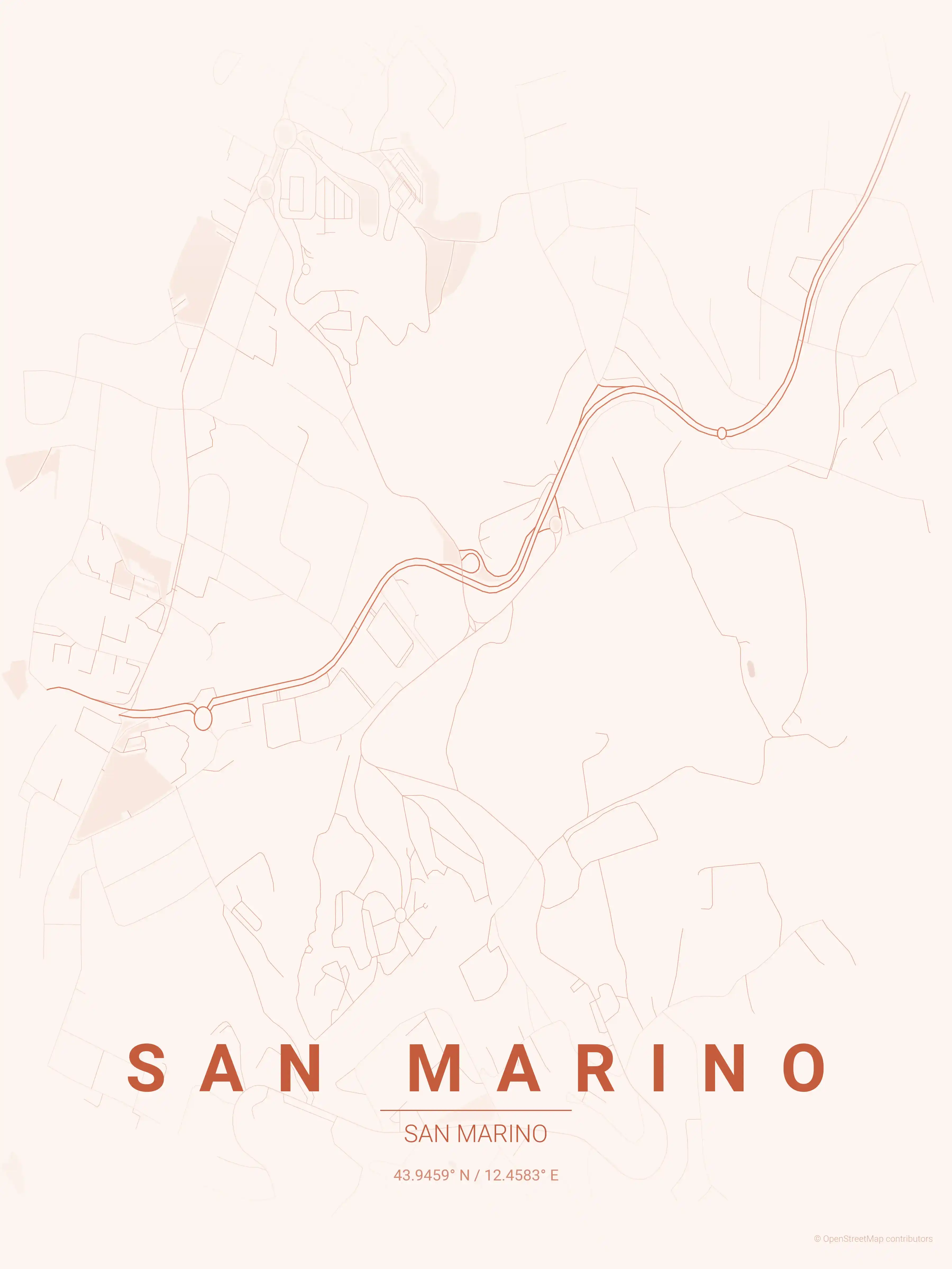 San Marino sunset map