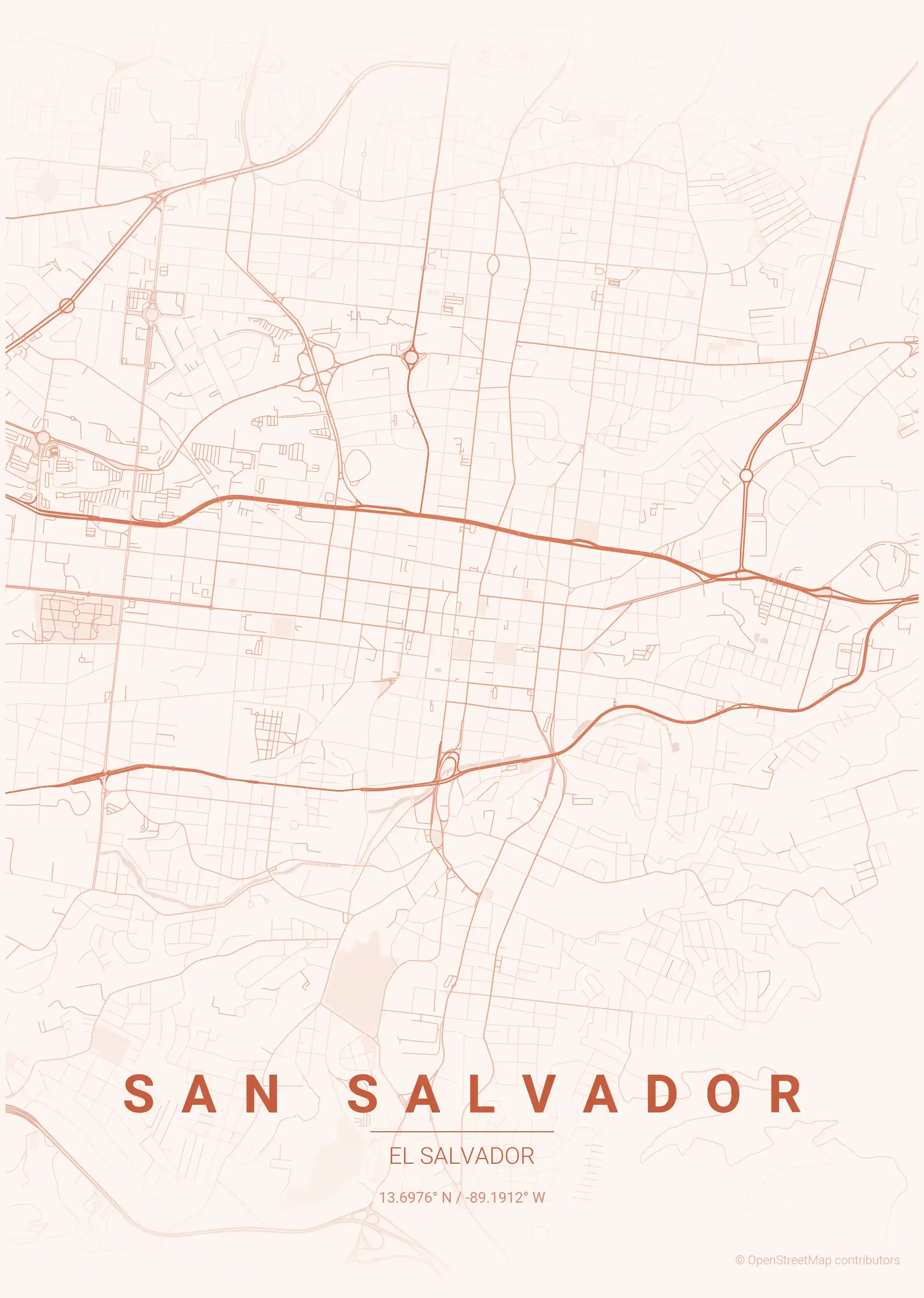 San Salvador sunset map