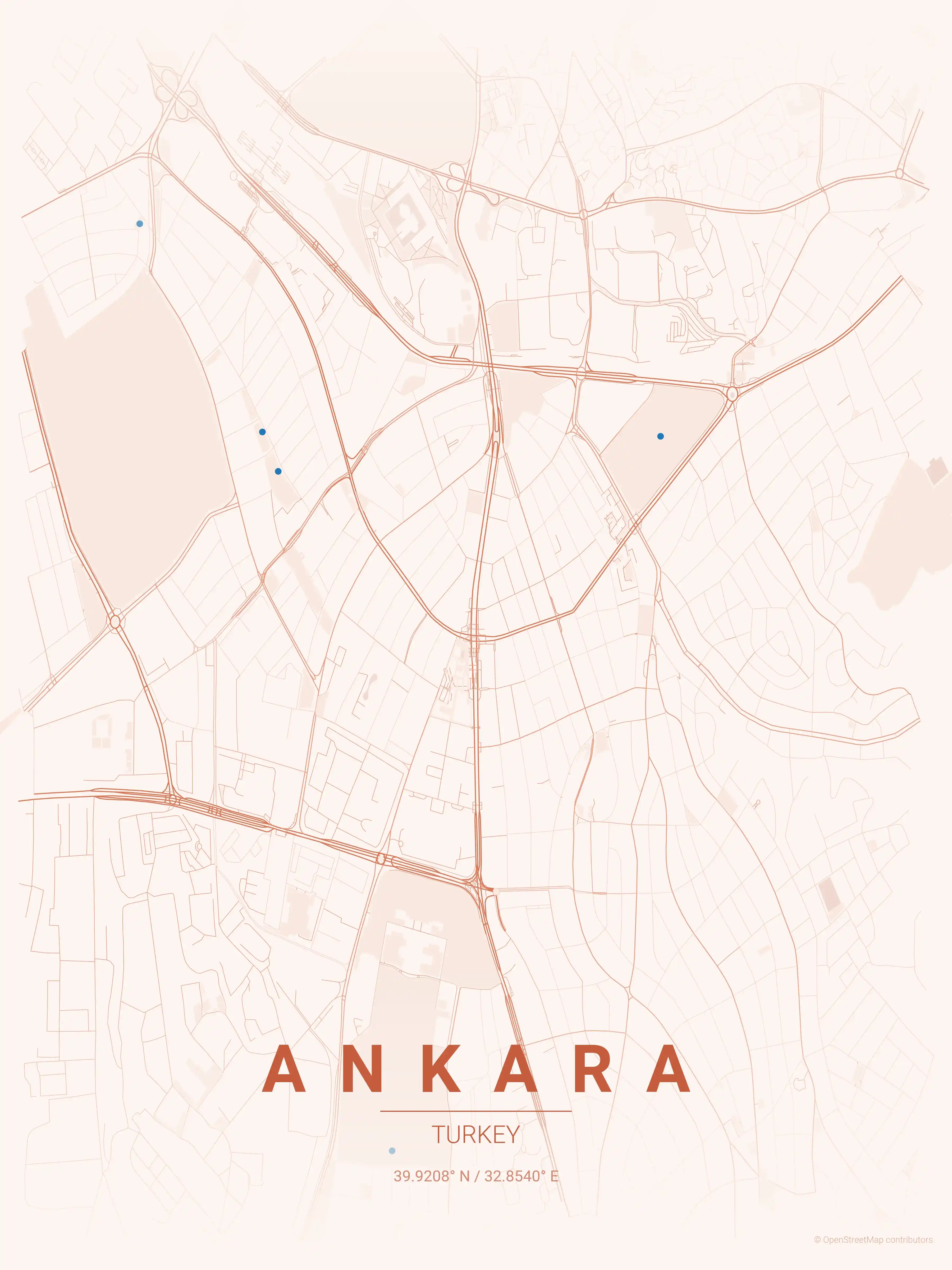 Ankara sunset map