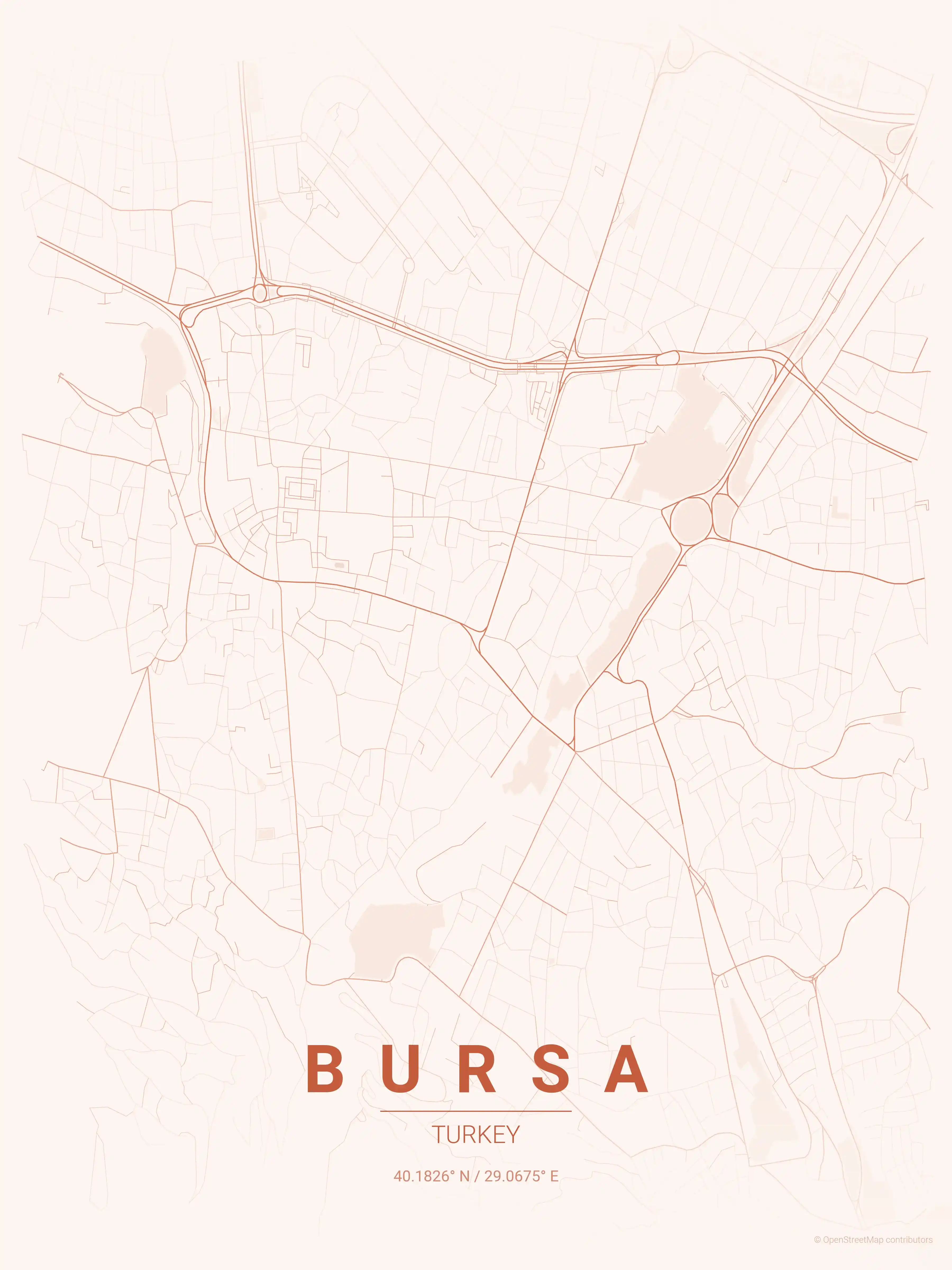 Bursa sunset map