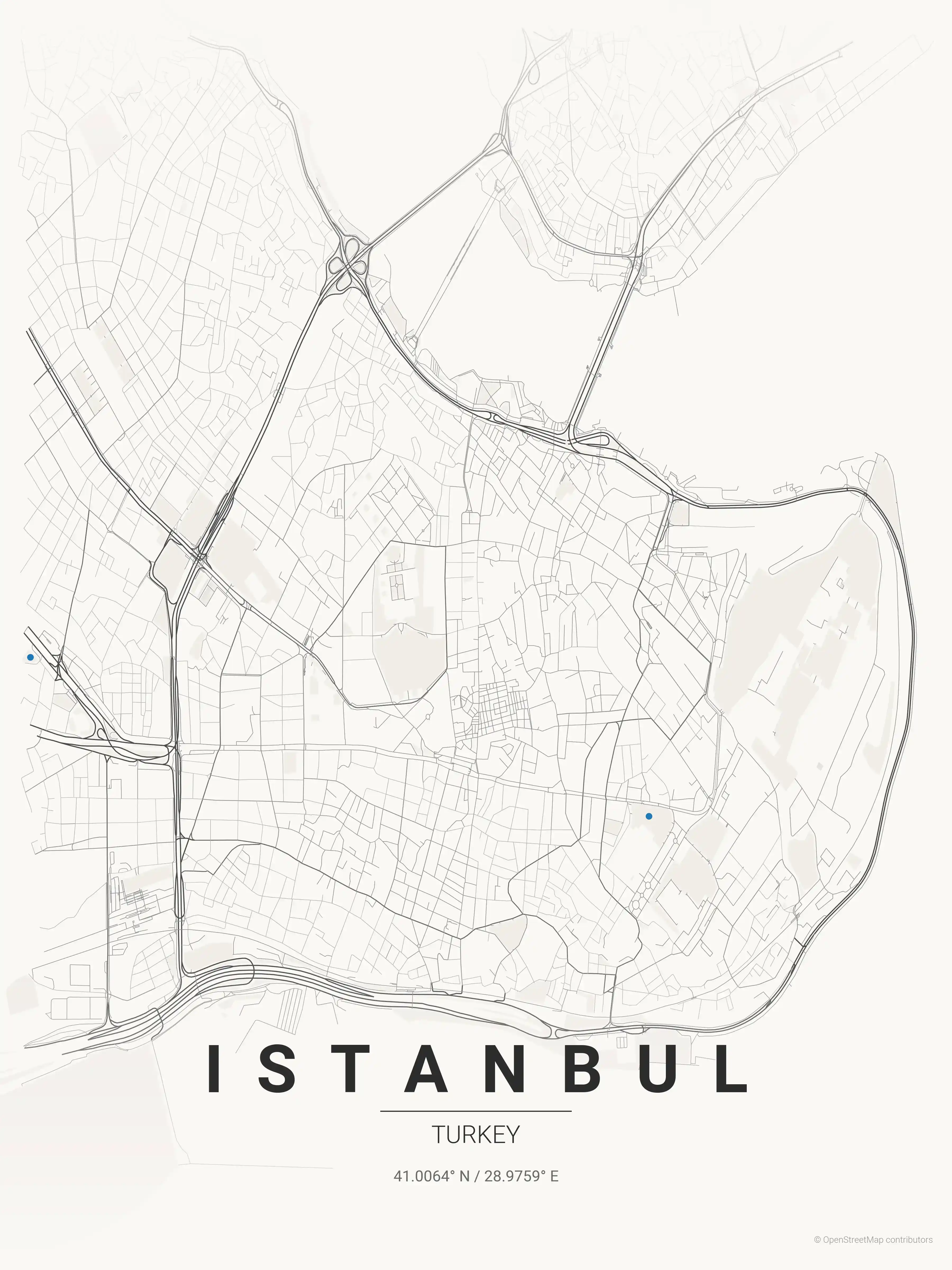 Minimalist japanese_ink street map of Istanbul, Turkey - Urban grid art