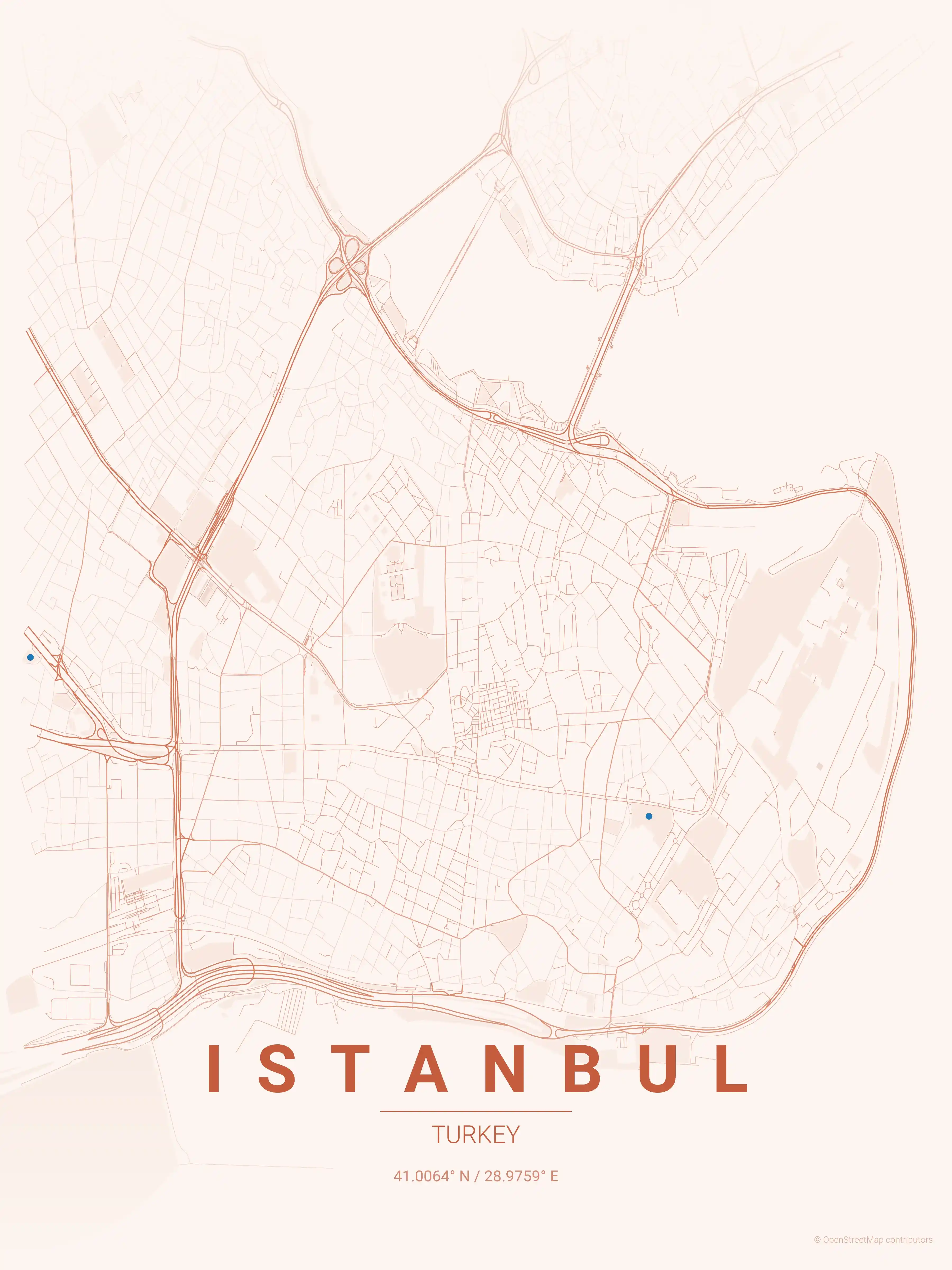 Istanbul sunset map