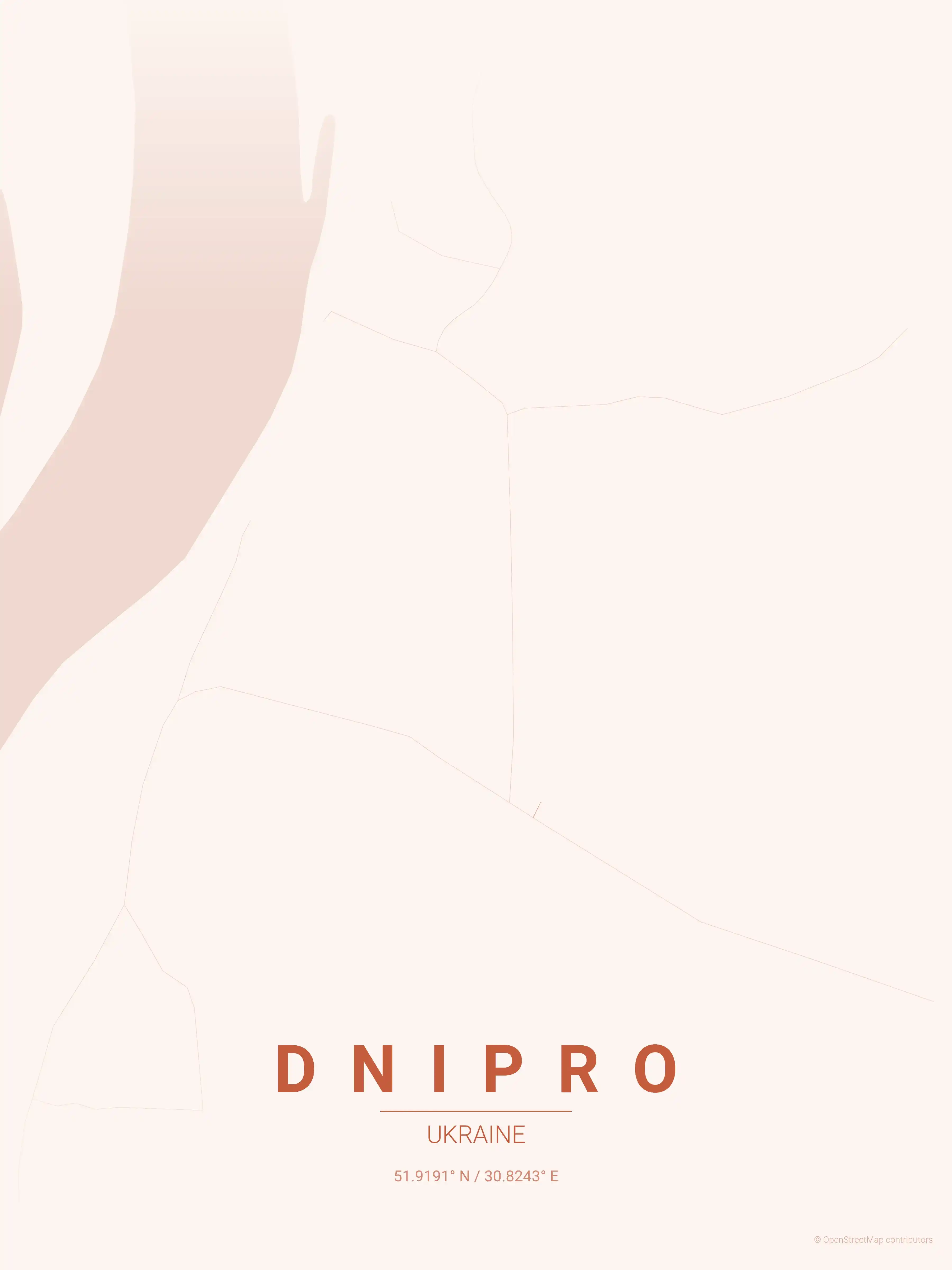 Dnipro sunset map