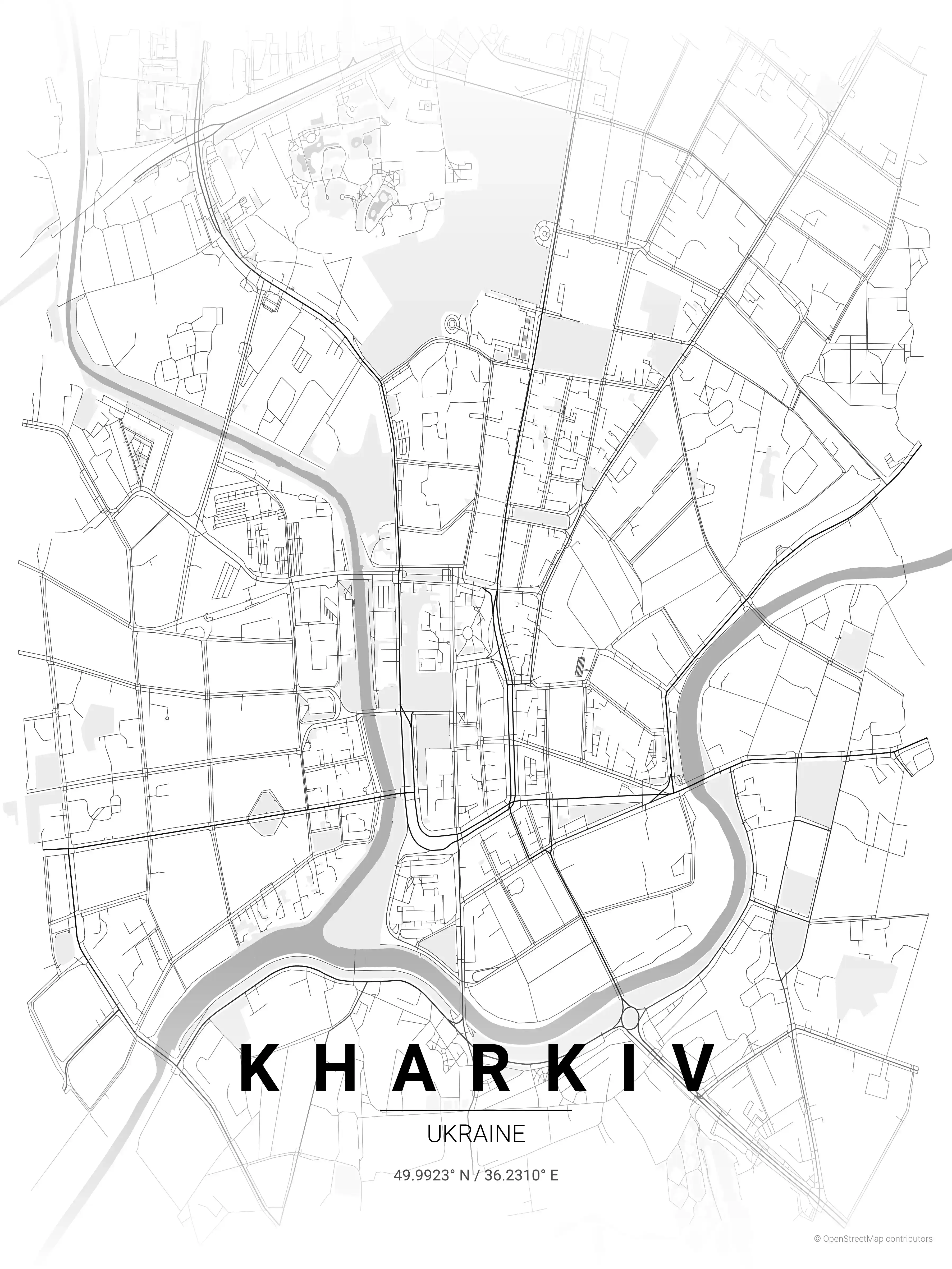 Kharkiv contrast zones map