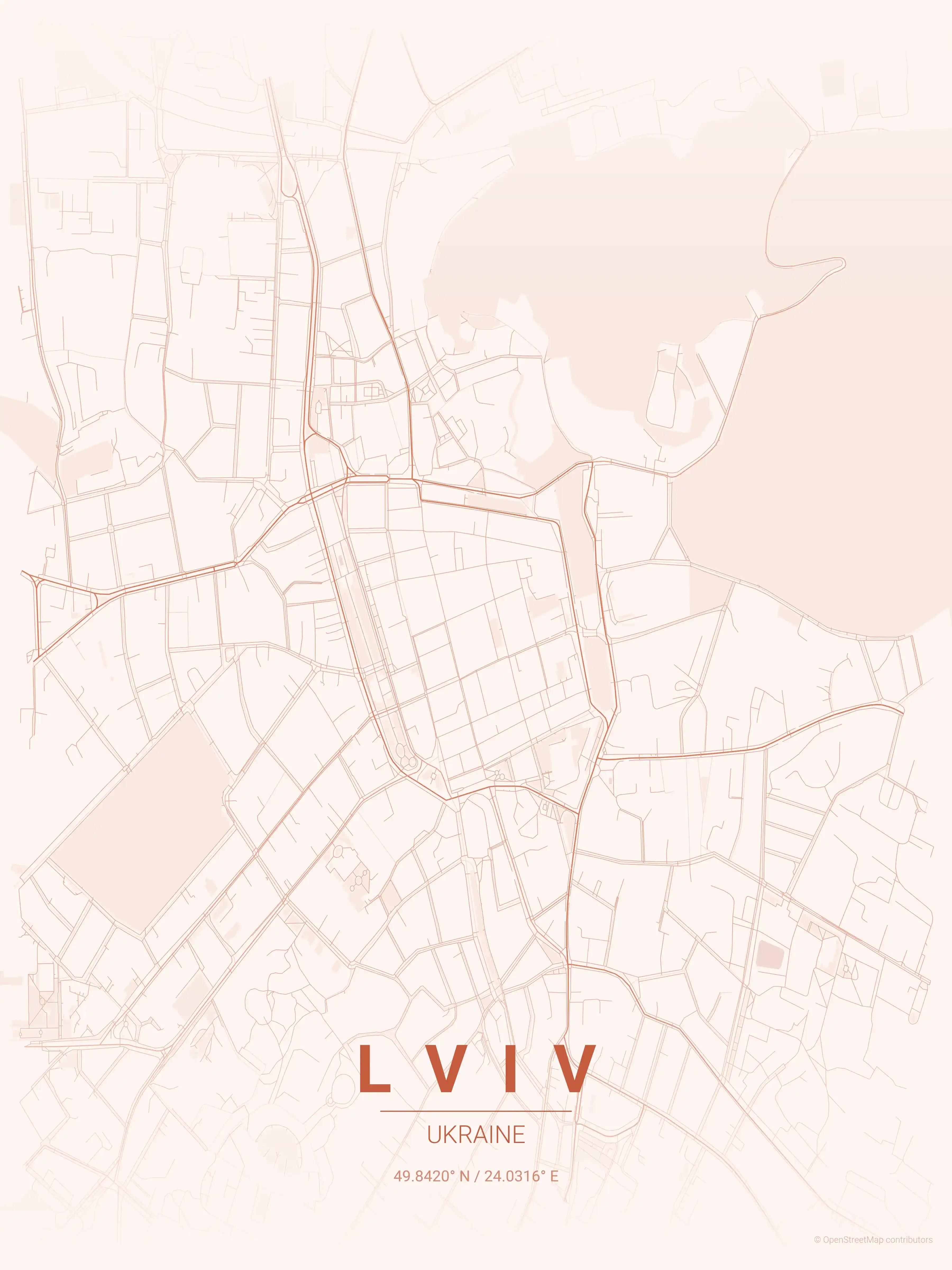 Lviv sunset map