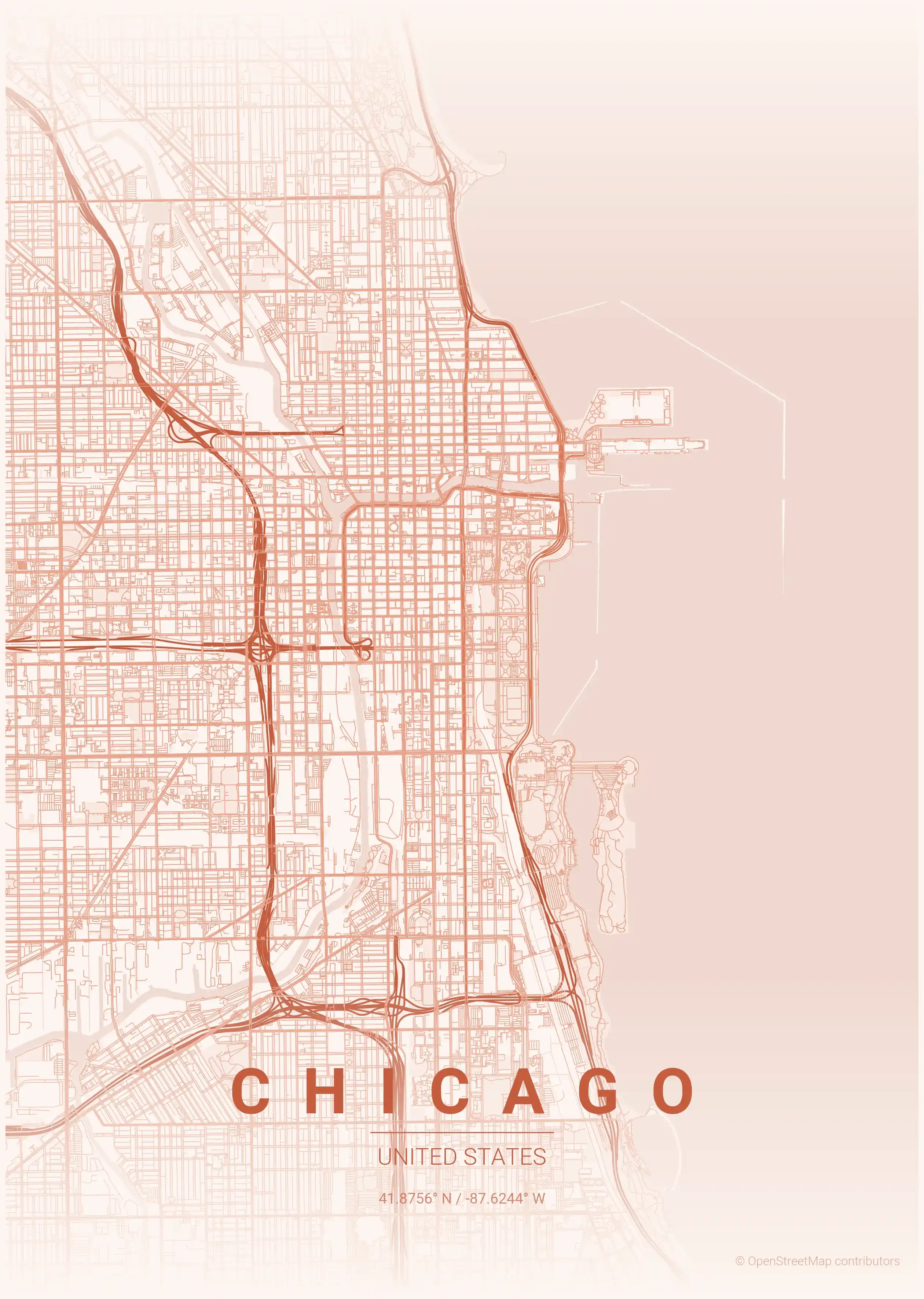 Chicago sunset map