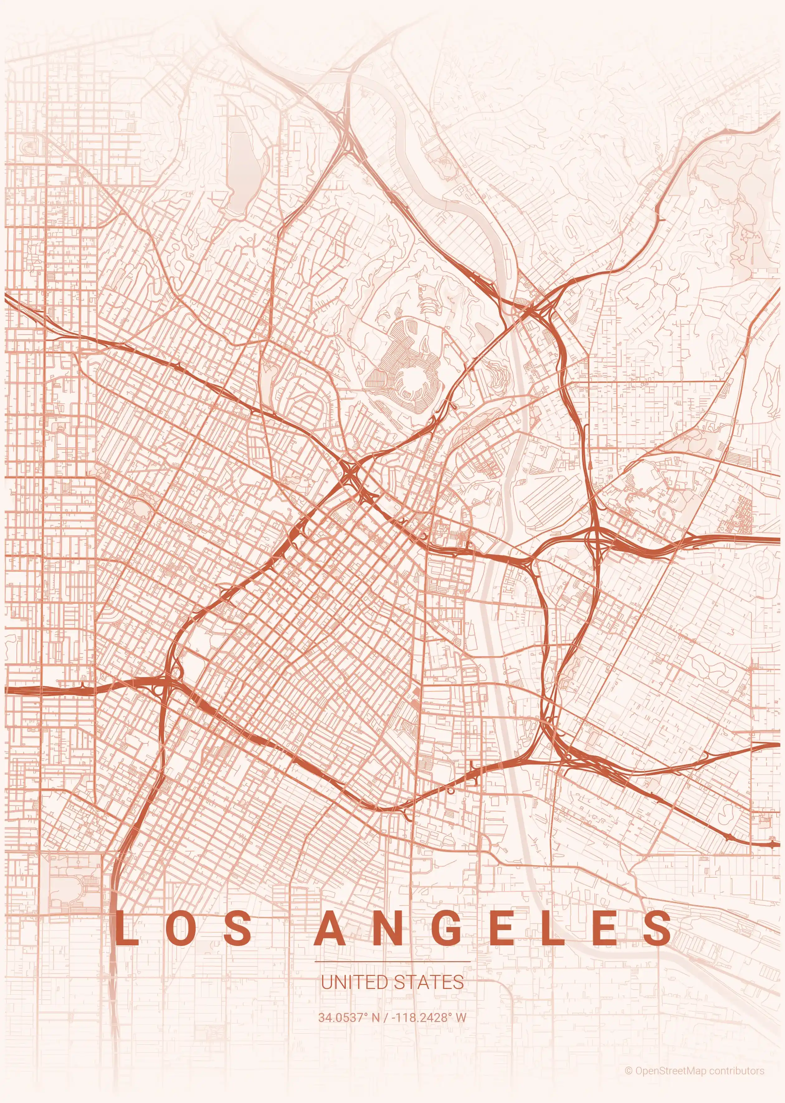 Los Angeles sunset map