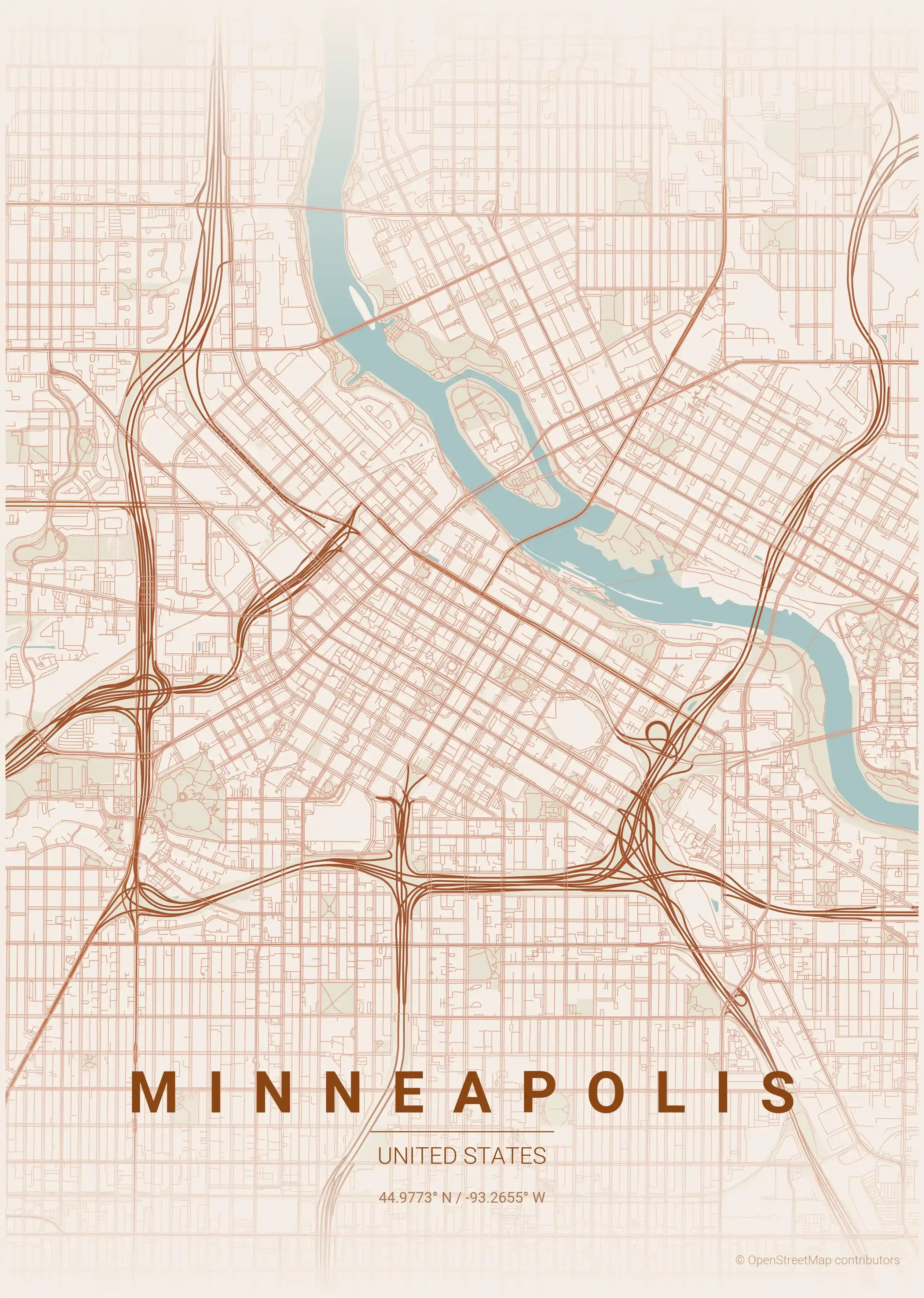 Minneapolis terracotta map
