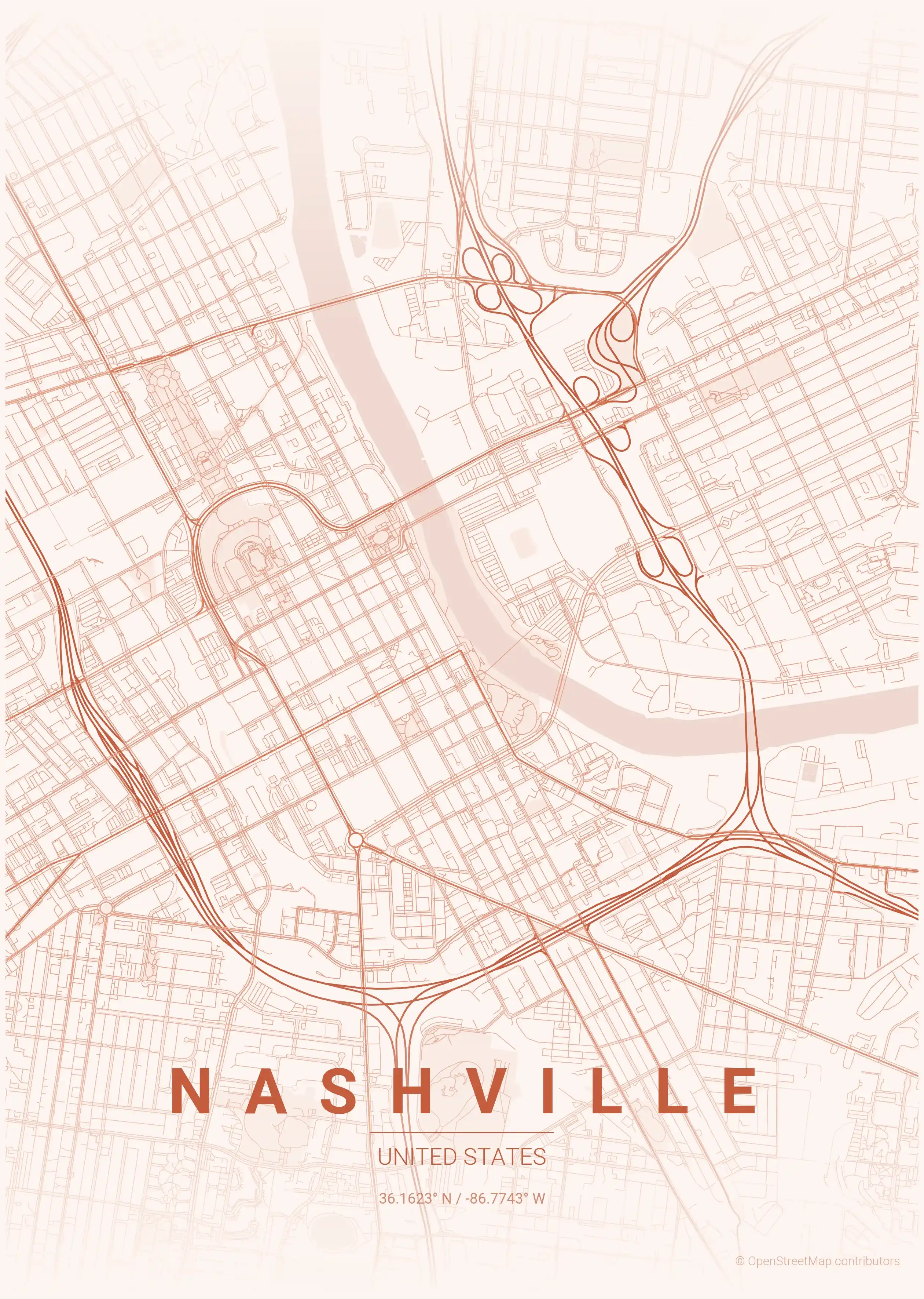 Nashville sunset map