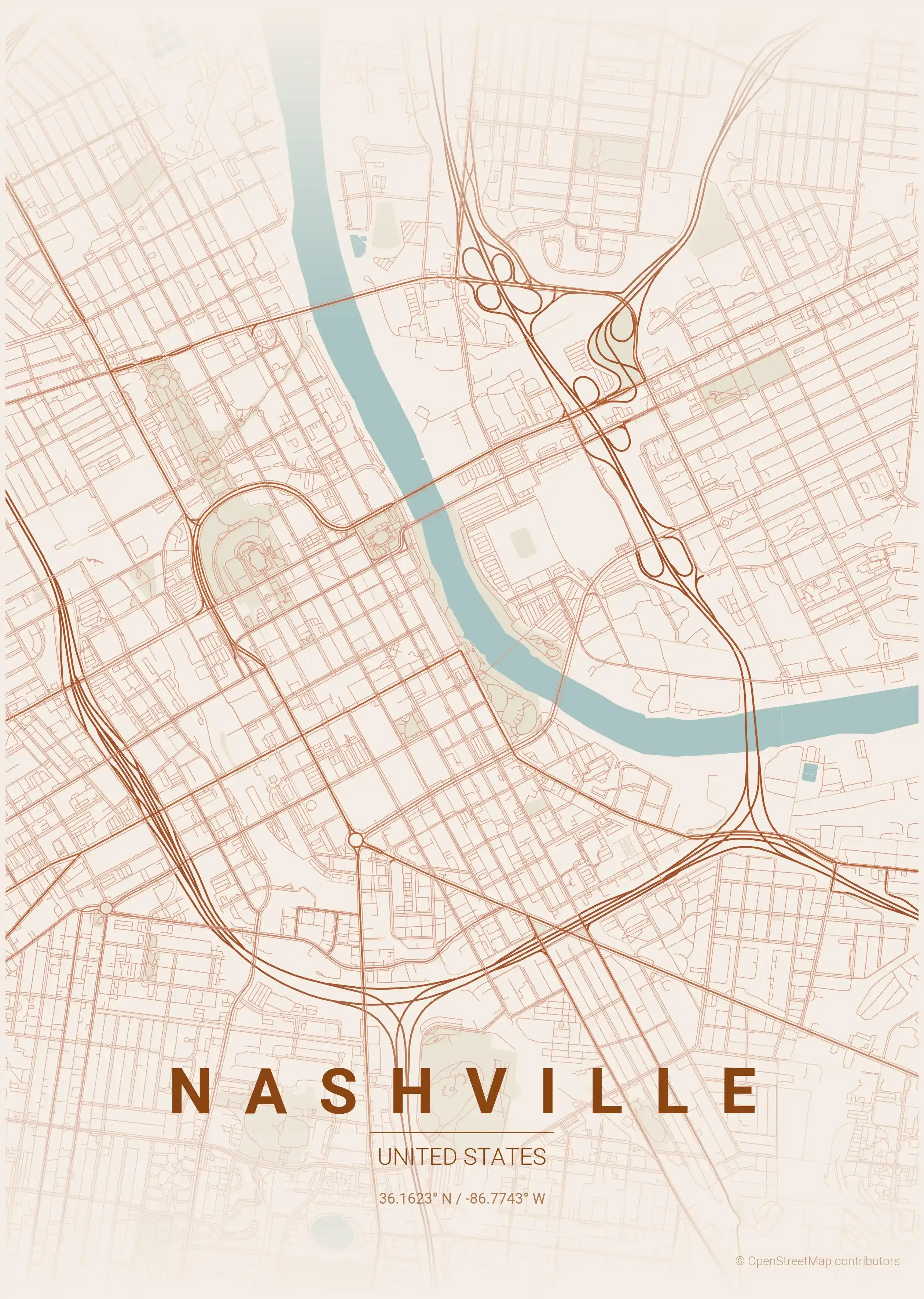 Nashville terracotta map