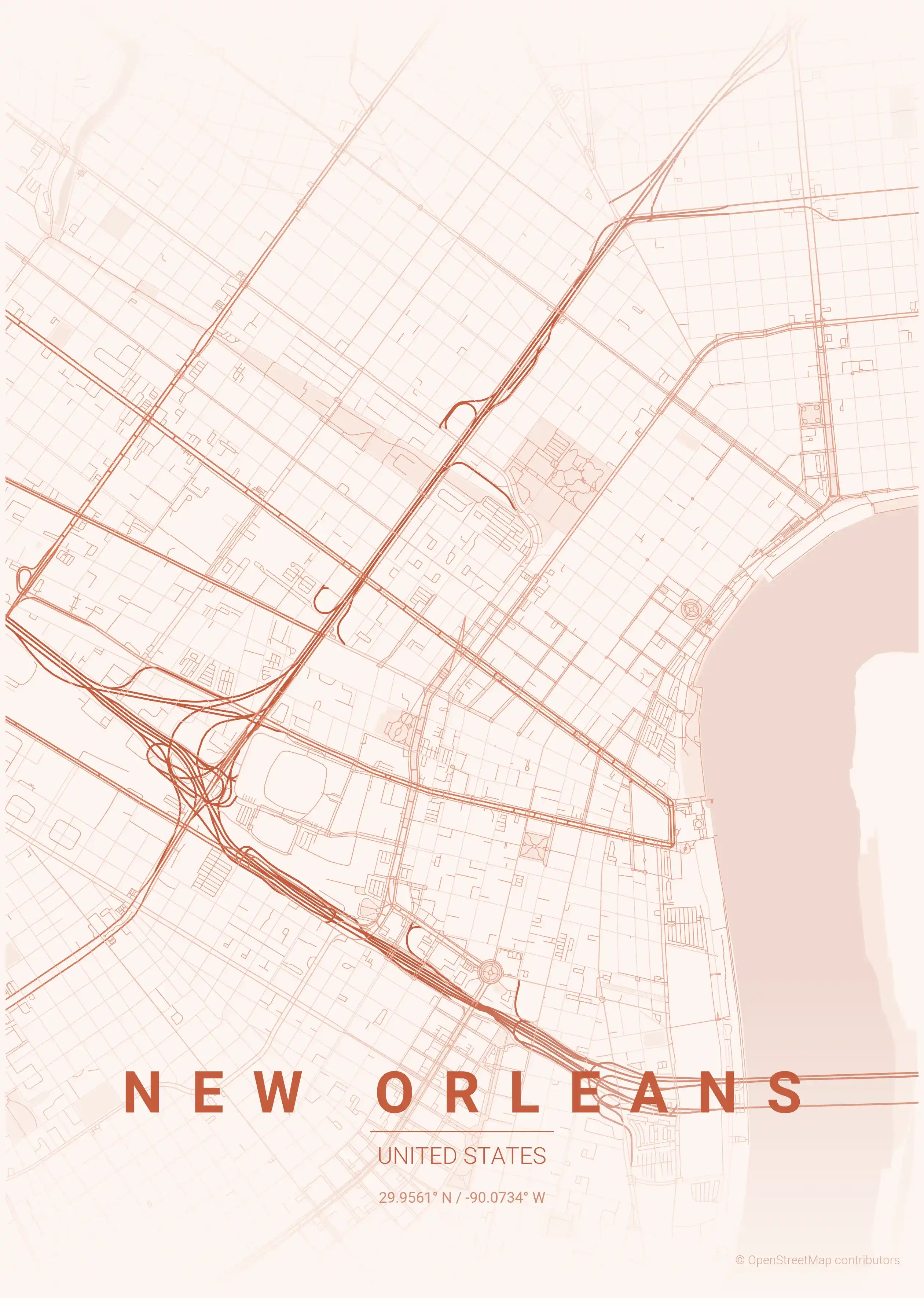 New Orleans sunset map