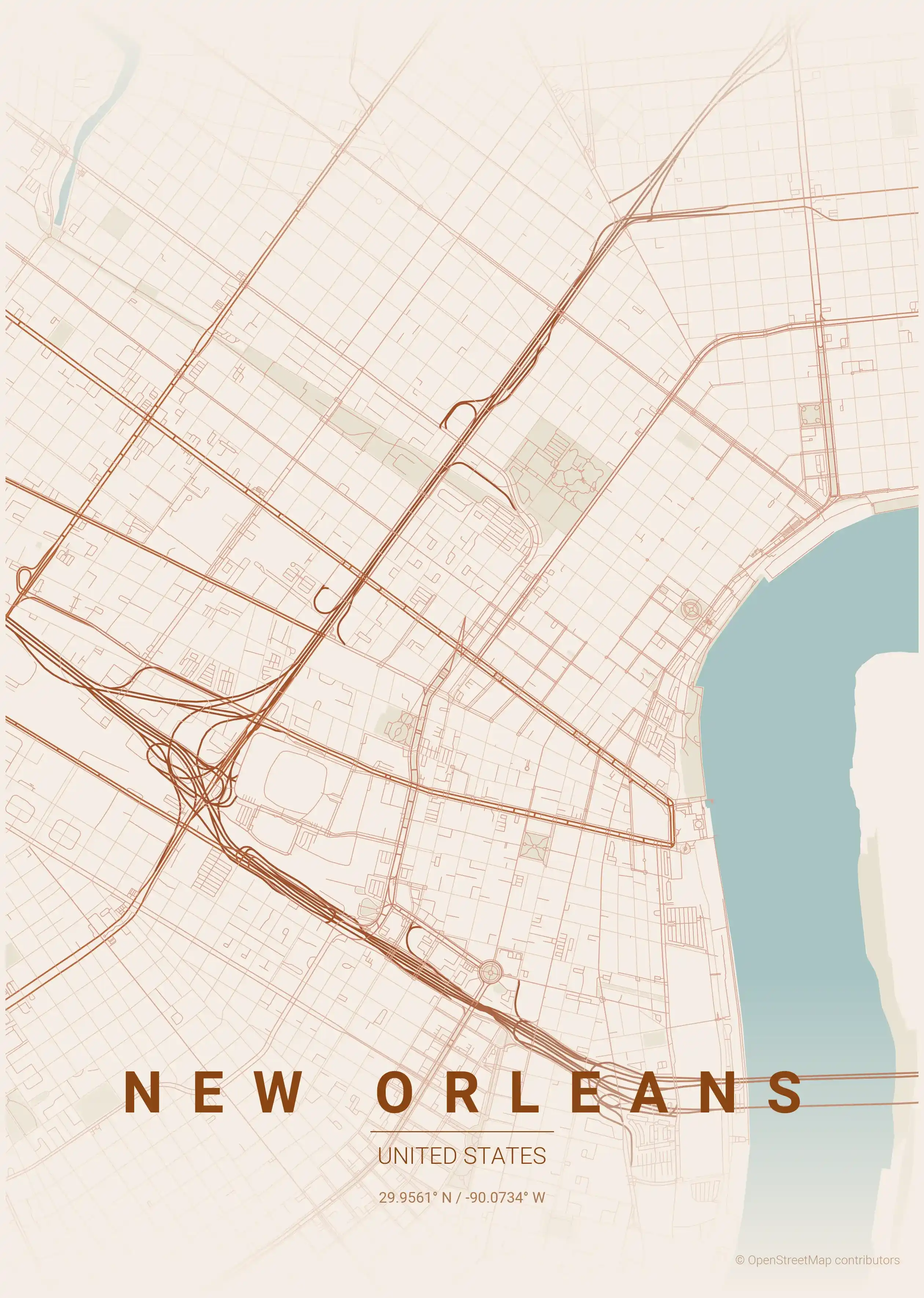 New Orleans terracotta map