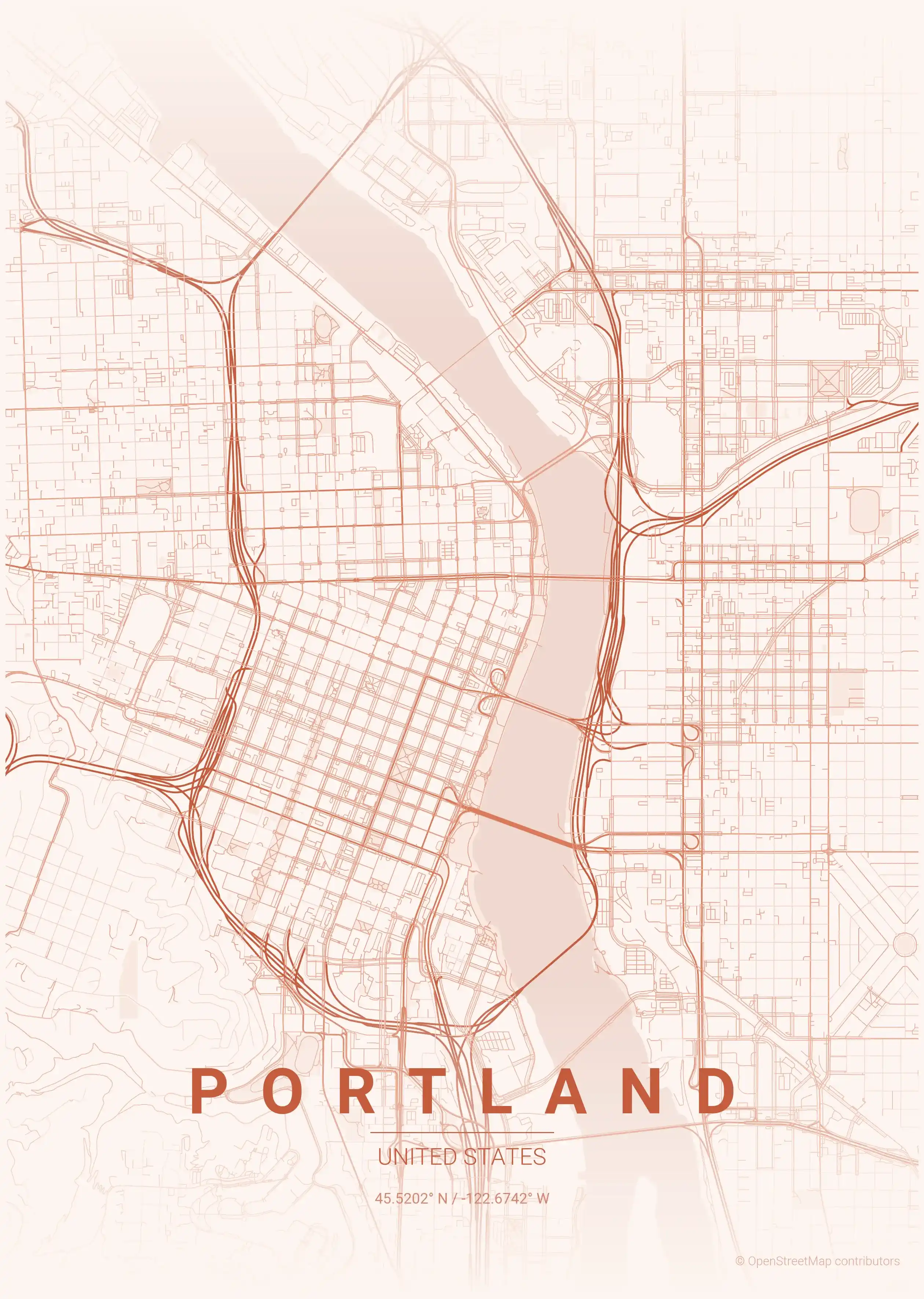 Portland sunset map
