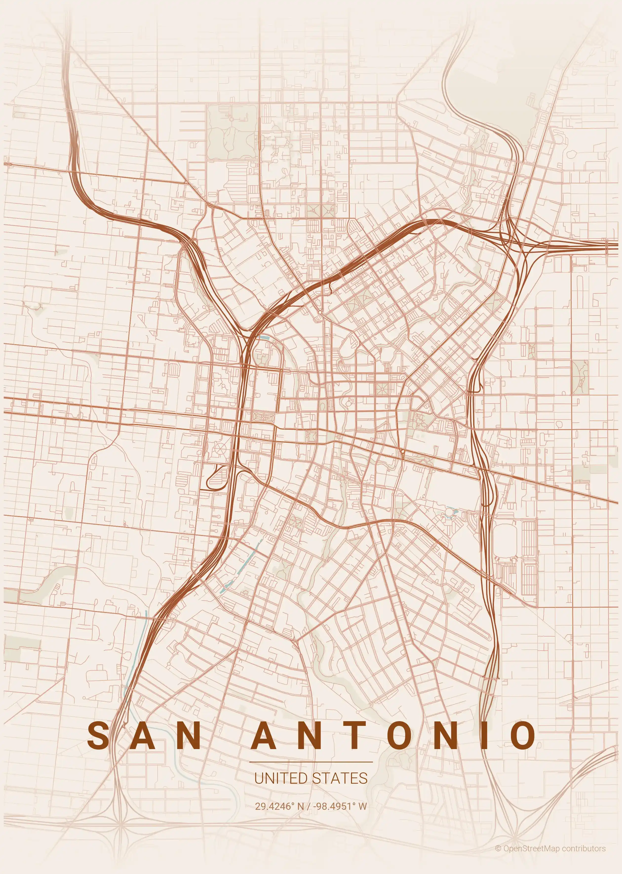 San Antonio terracotta map
