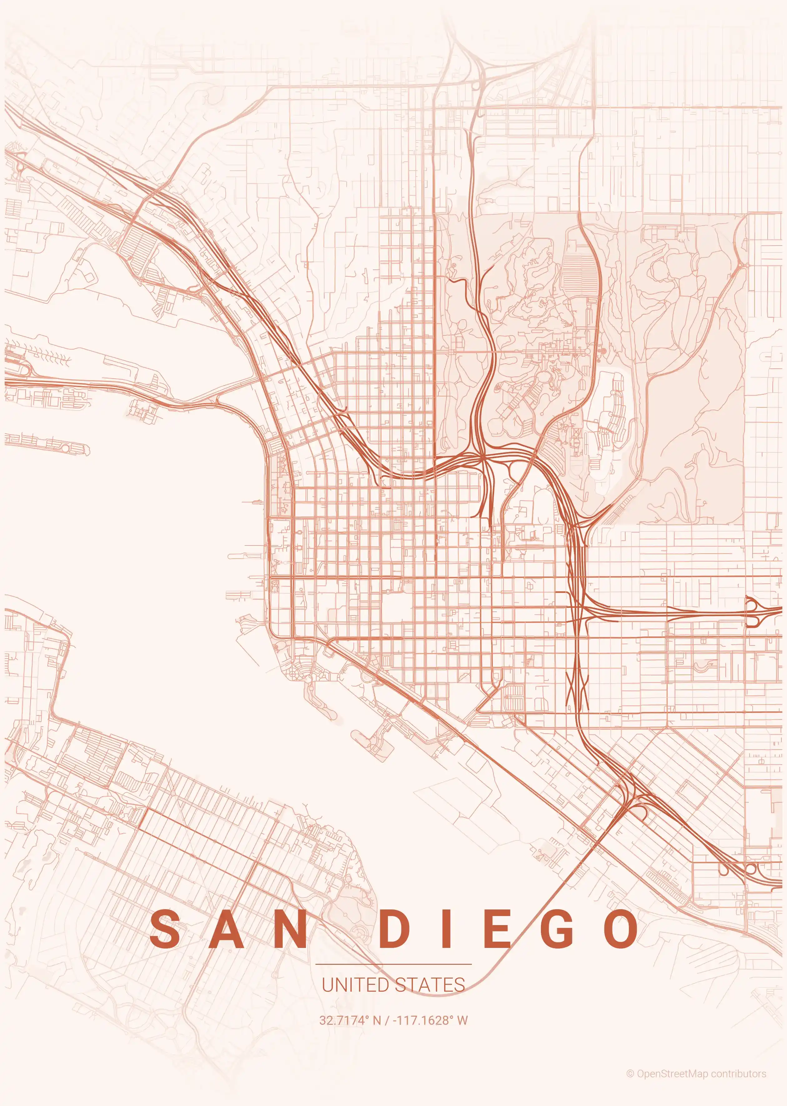 San Diego sunset map
