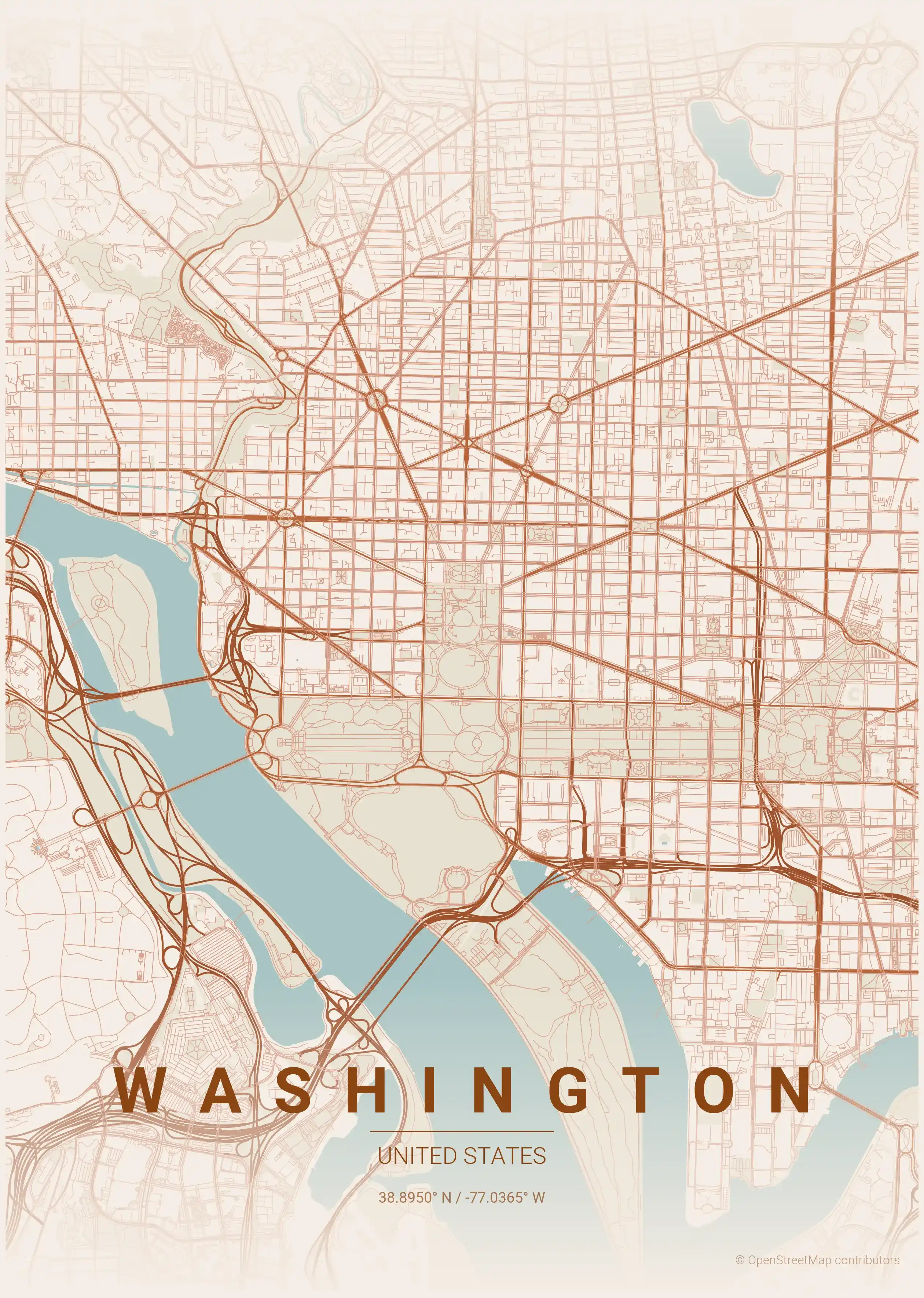 Washington terracotta map